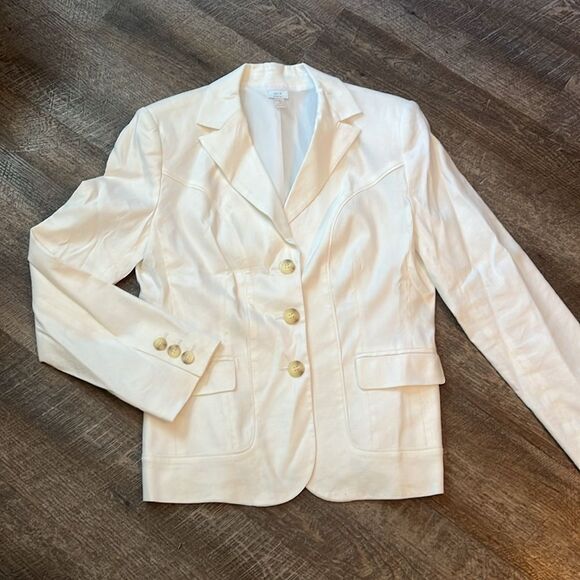 Apt. 9 Women’s Size 12 Off White Linen Blend Stretch Blazer Jacket - Picture 3 of 8